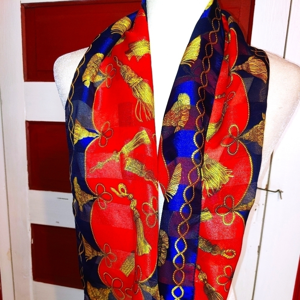 Beautiful Scarf Italy Gold Hassles 11x53 - Picture 1 of 5